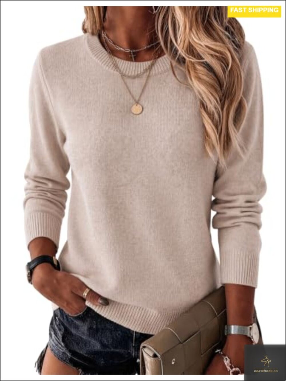 Wool Blend Crewneck Pullover Sweater Long Sleeve Soft Knit Lightweight Business